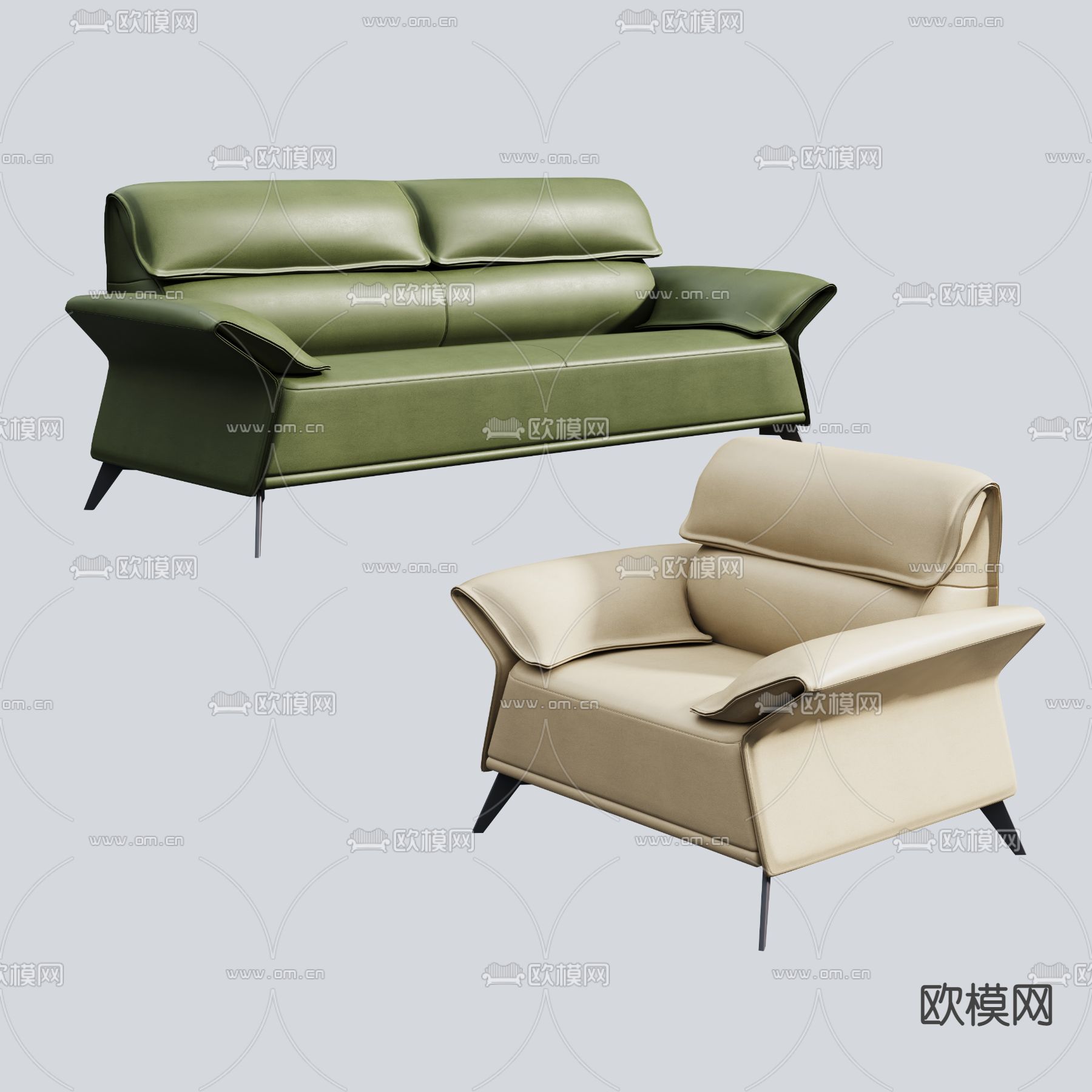 双人沙发 皮革沙发3d模型