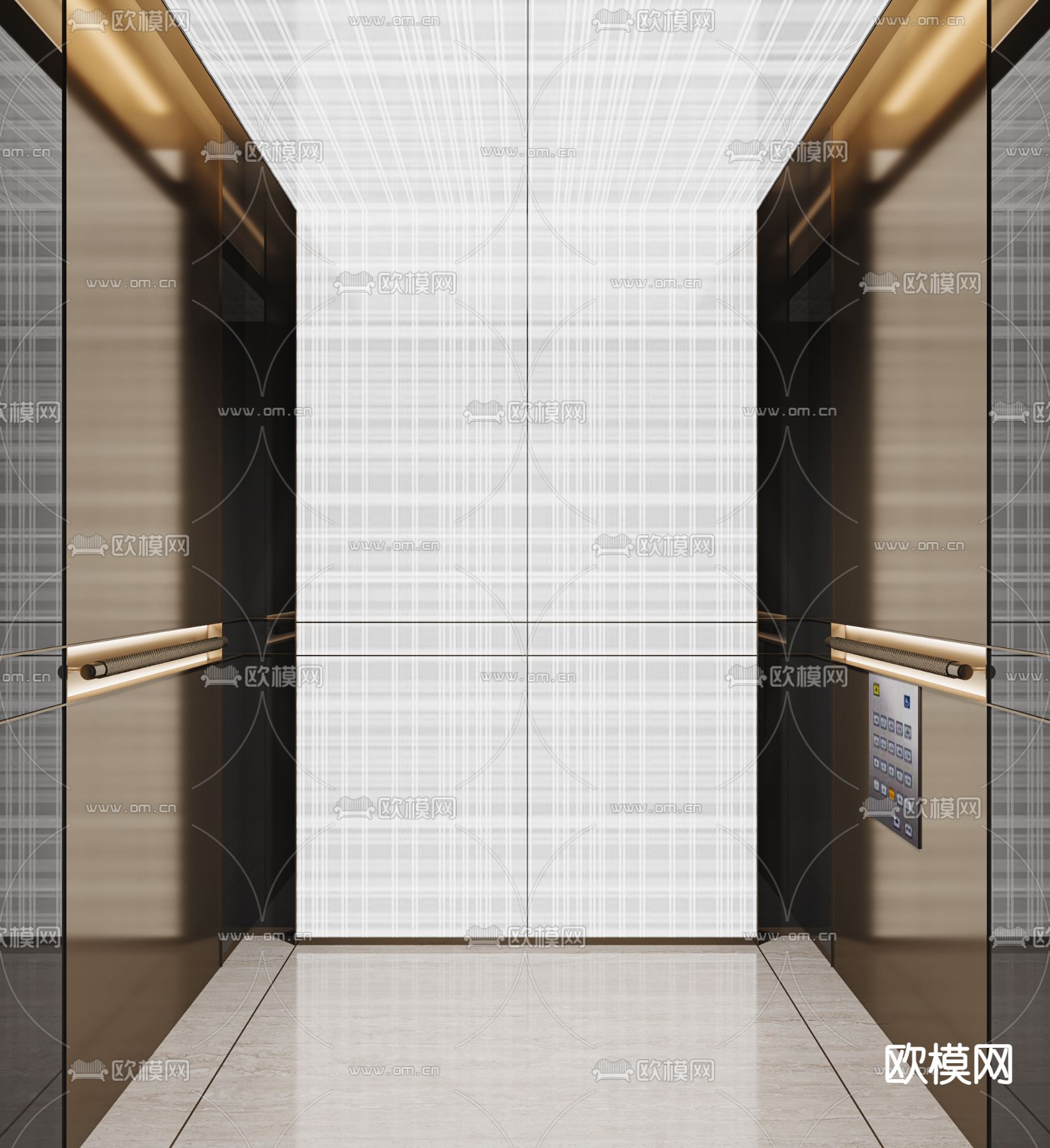 现代电梯轿厢3d模型下载