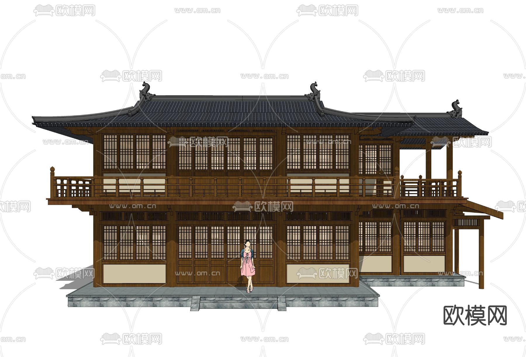 中式古建 仿古商业建筑su模型下载