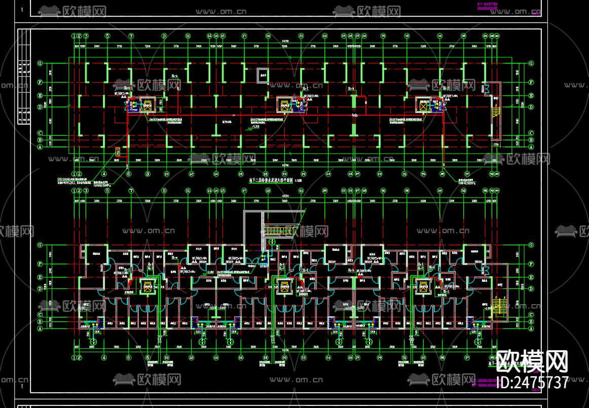 观澜府17号楼给排水及水灭火系统设计CAD施工图下载（渲染图1）