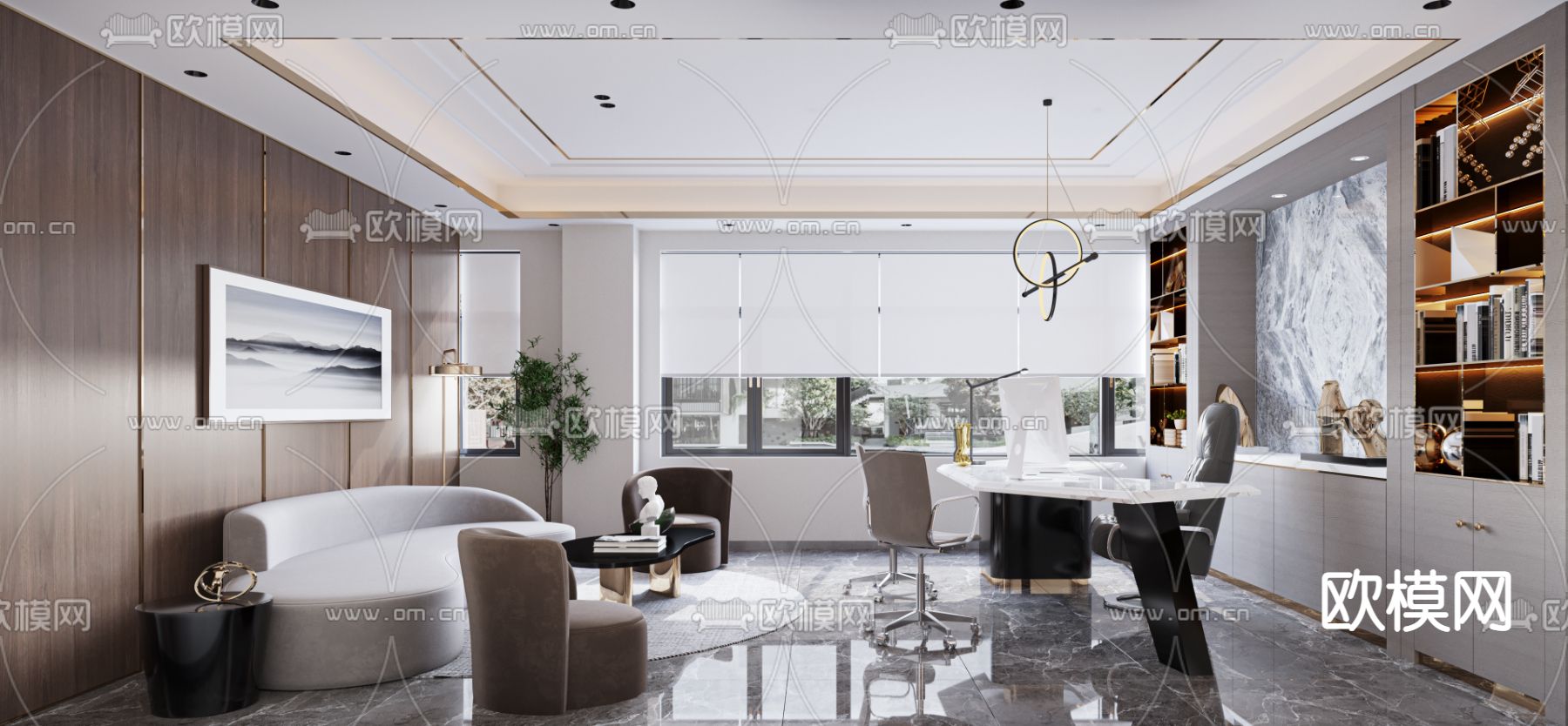 轻奢总经理办公室3d模型下载