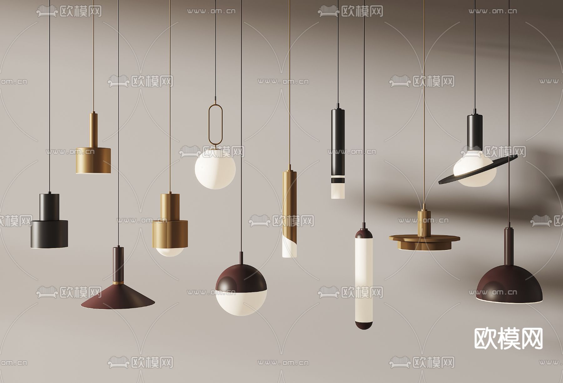 现代小吊灯su模型下载（渲染图1）