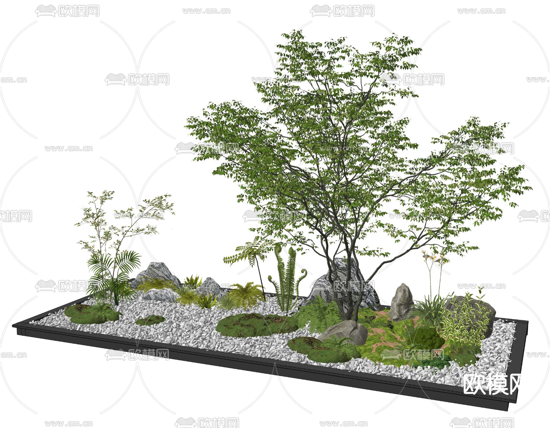现代绿植庭院景观小品su模型