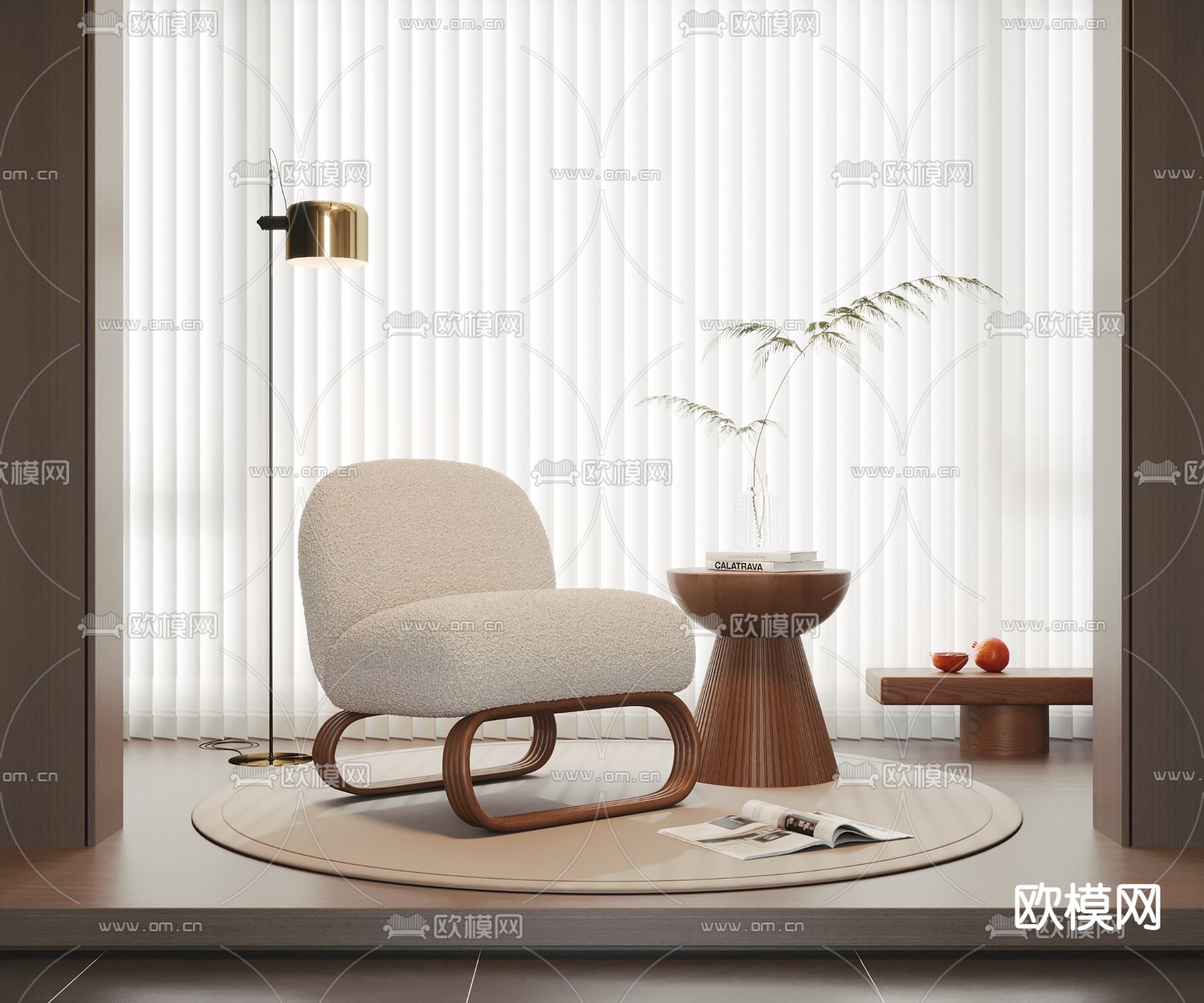 侘寂休闲沙发椅3d模型下载