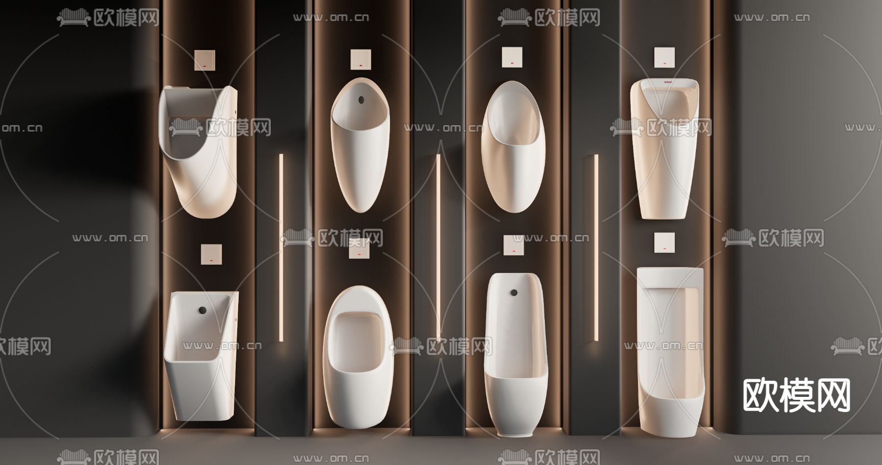 现代小便池su模型下载（渲染图1）