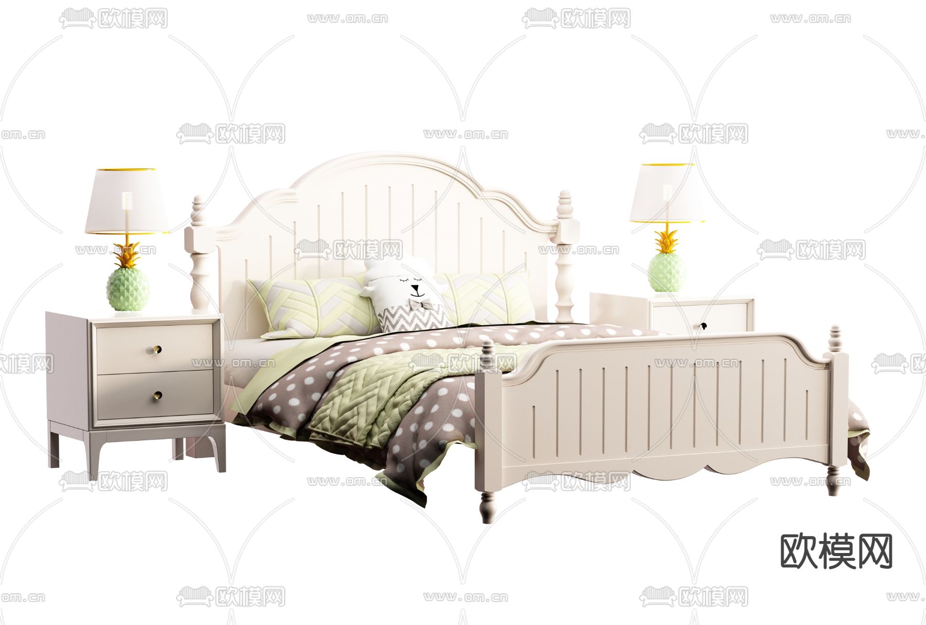 美式儿童床3d模型下载
