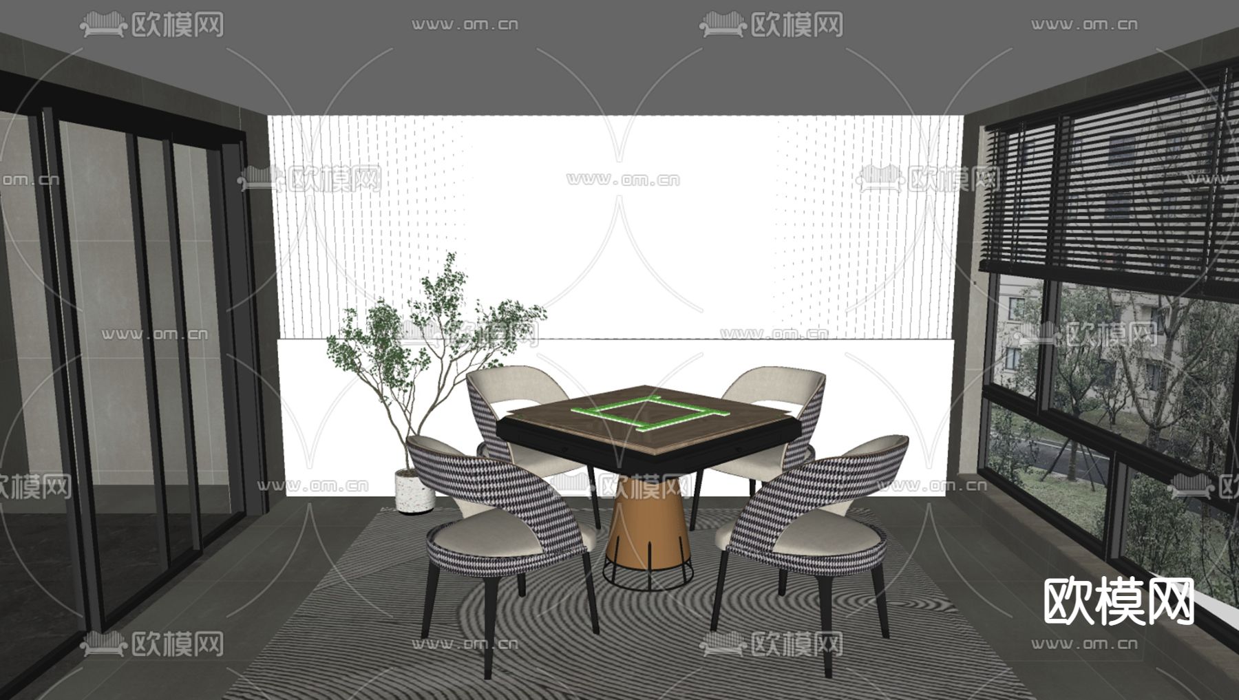 现代麻将桌 娱乐桌su模型