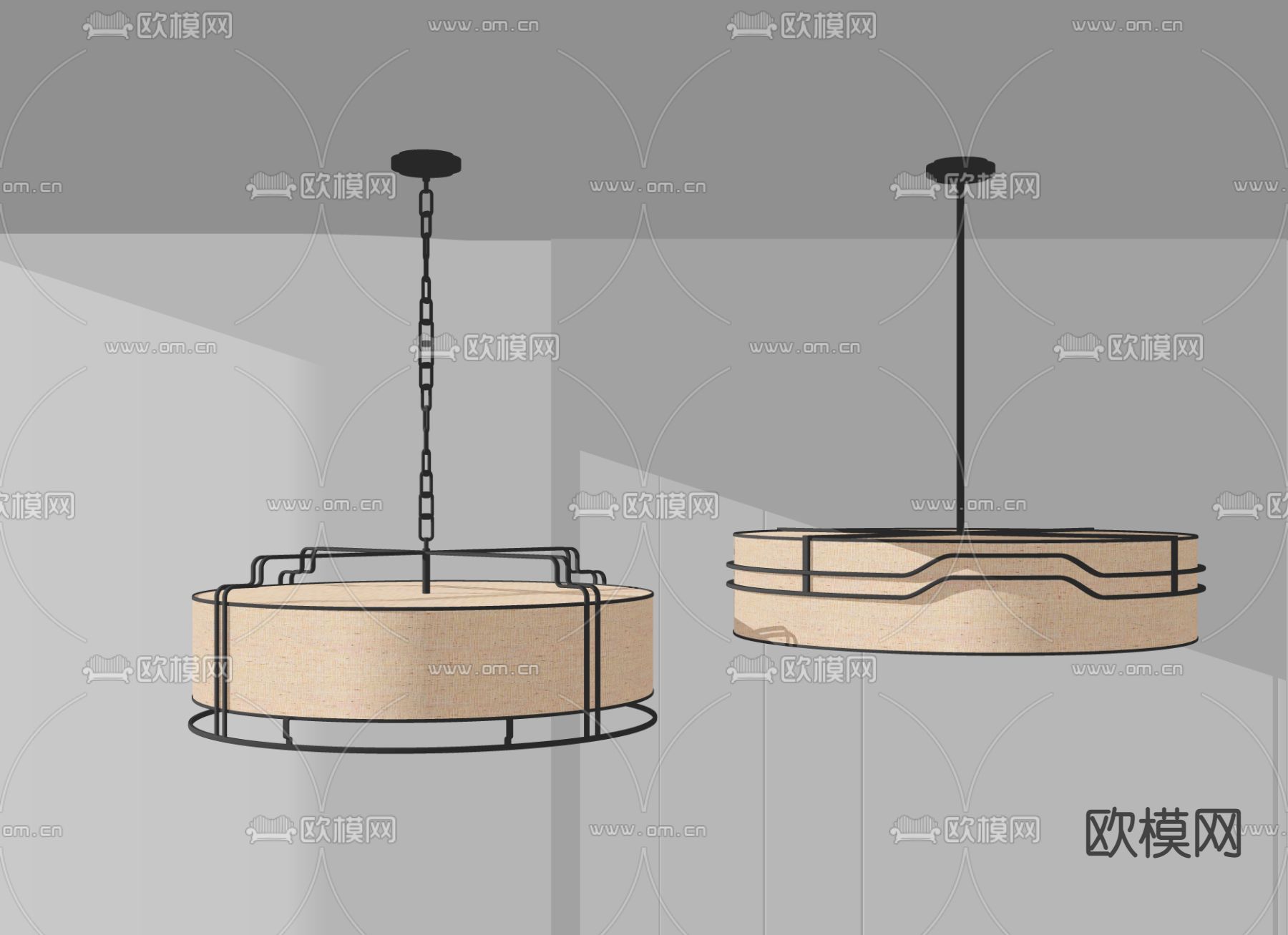 新中式吊灯su模型下载（渲染图2）