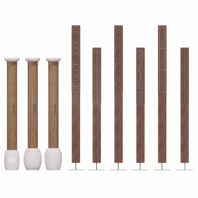  中式柱子 石鼓 柱础石su模型 