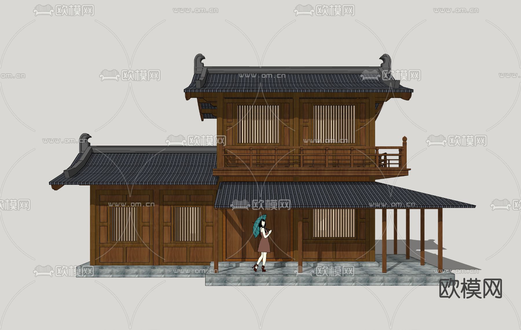 中式古建 仿古商业建筑su模型下载