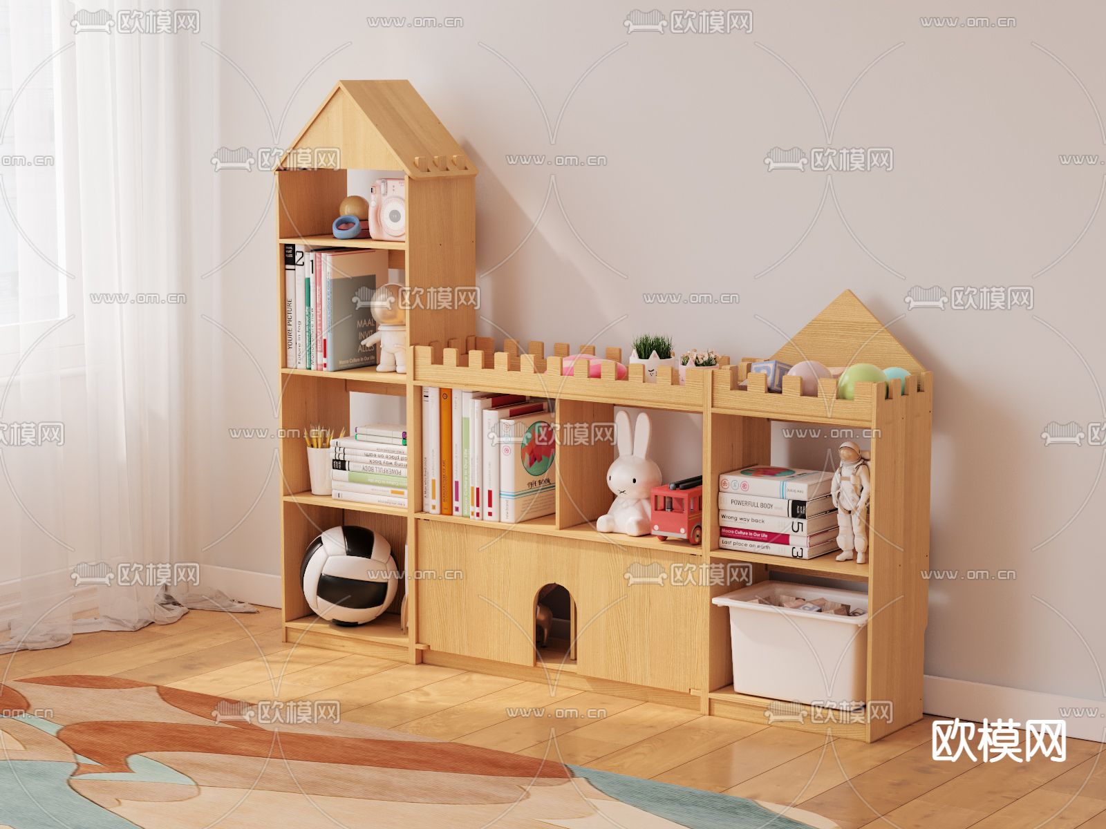 北欧儿童书柜3d模型下载