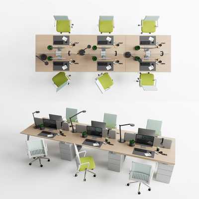  现代办公桌椅su模型 