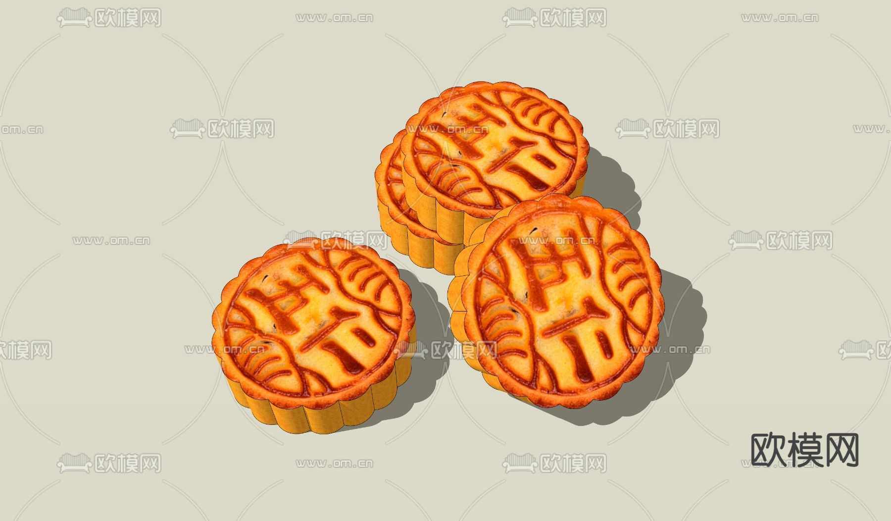五仁月饼 小吃糕点su模型下载
