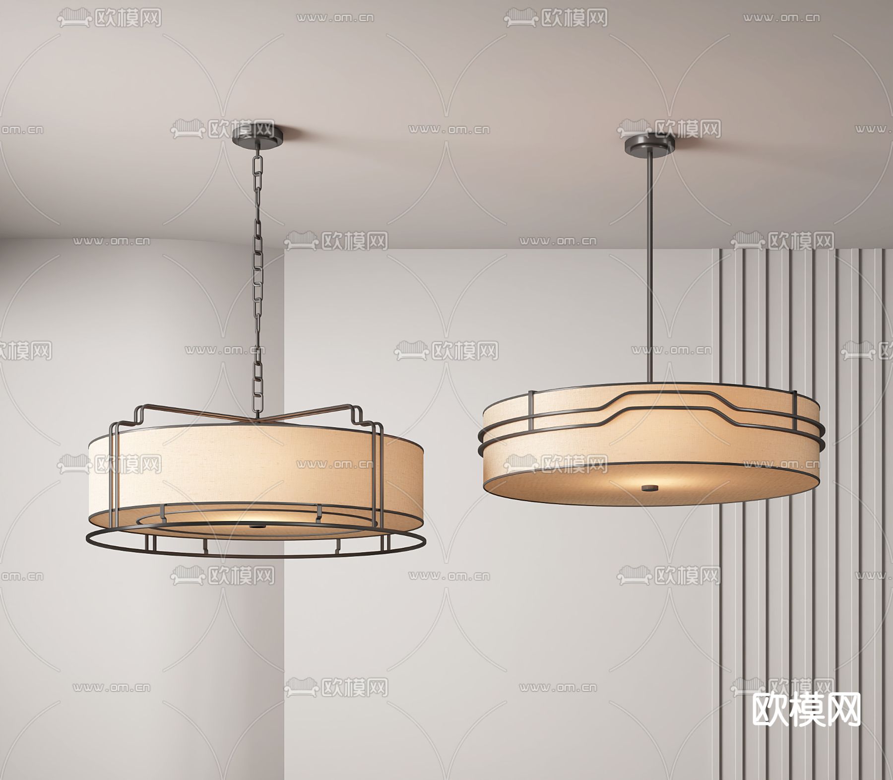 新中式吊灯su模型下载（渲染图1）