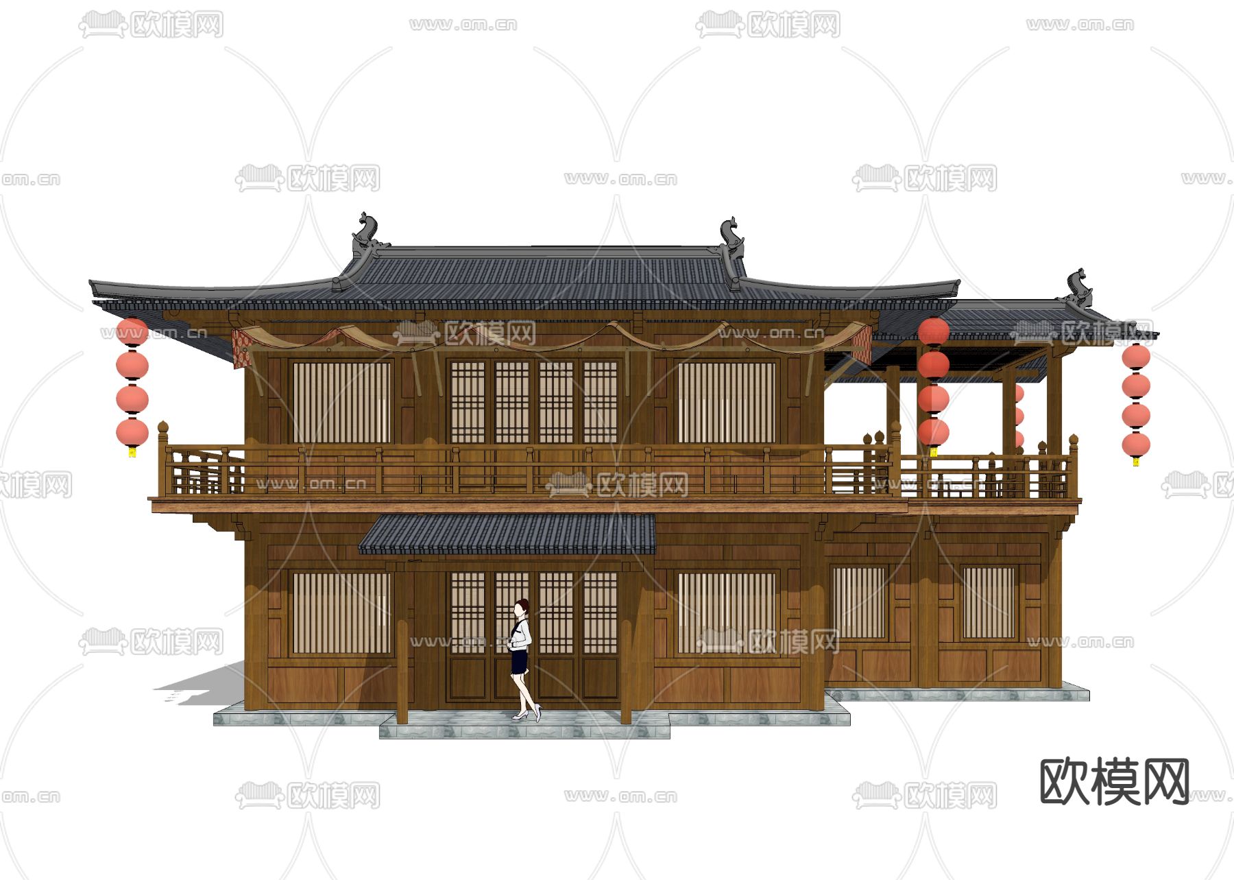 中式古建 仿古商业建筑su模型下载