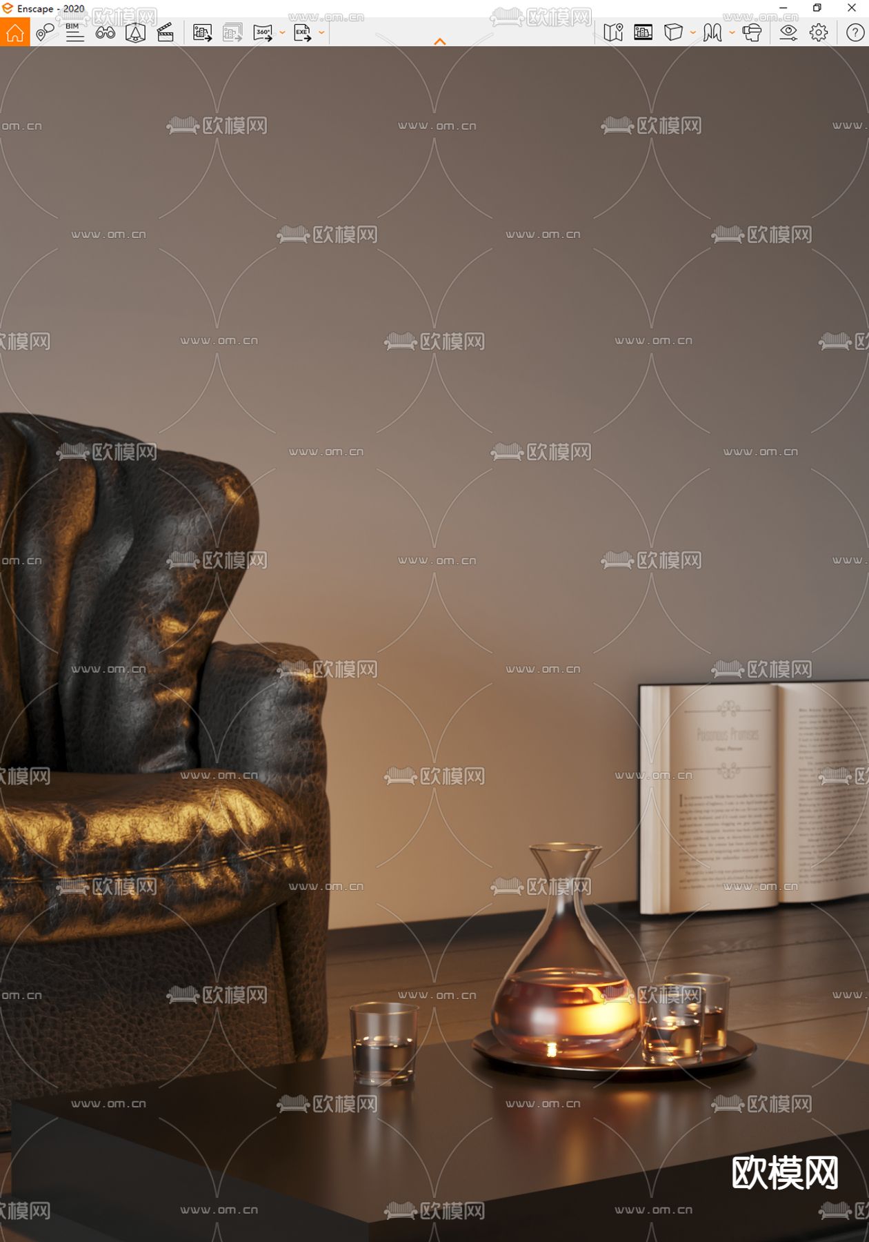 酒瓶酒杯 玻璃杯 玻璃瓶su模型下载（渲染图3）