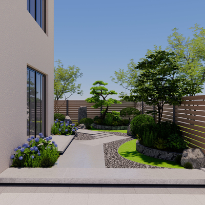  庭院花园 别墅庭院su模型 