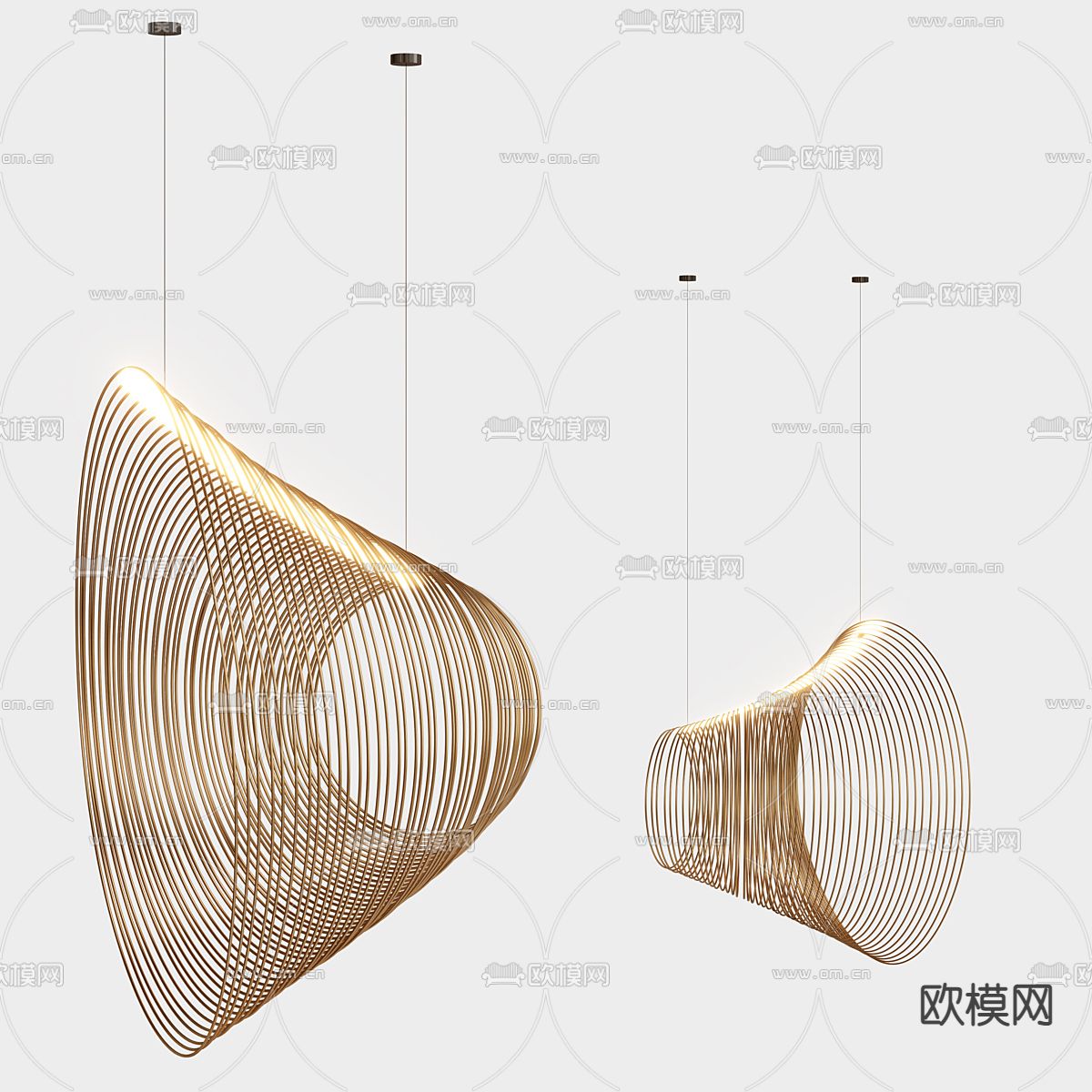 金属装饰吊灯3d模型下载（渲染图1）