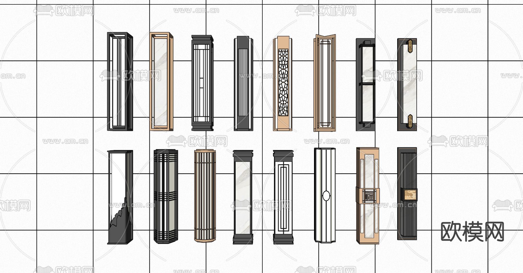 新中式壁灯su模型下载（渲染图2）