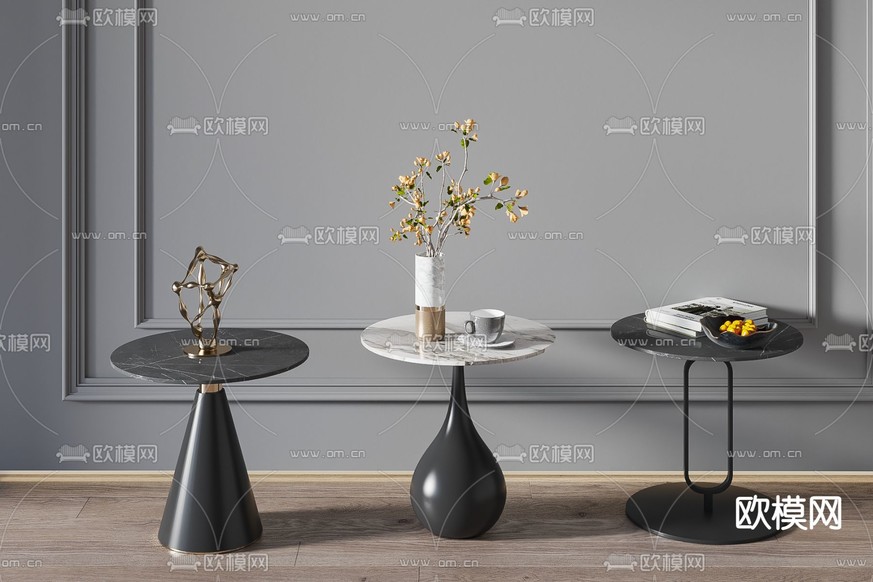 轻奢圆几 边几3d模型下载