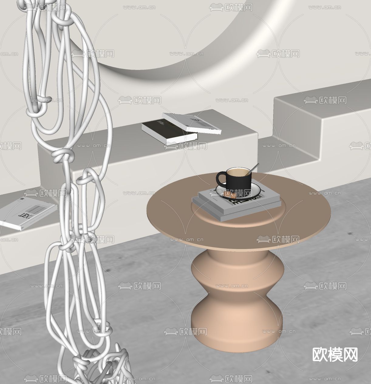 轻奢风边几 圆几 角几su模型下载（渲染图3）