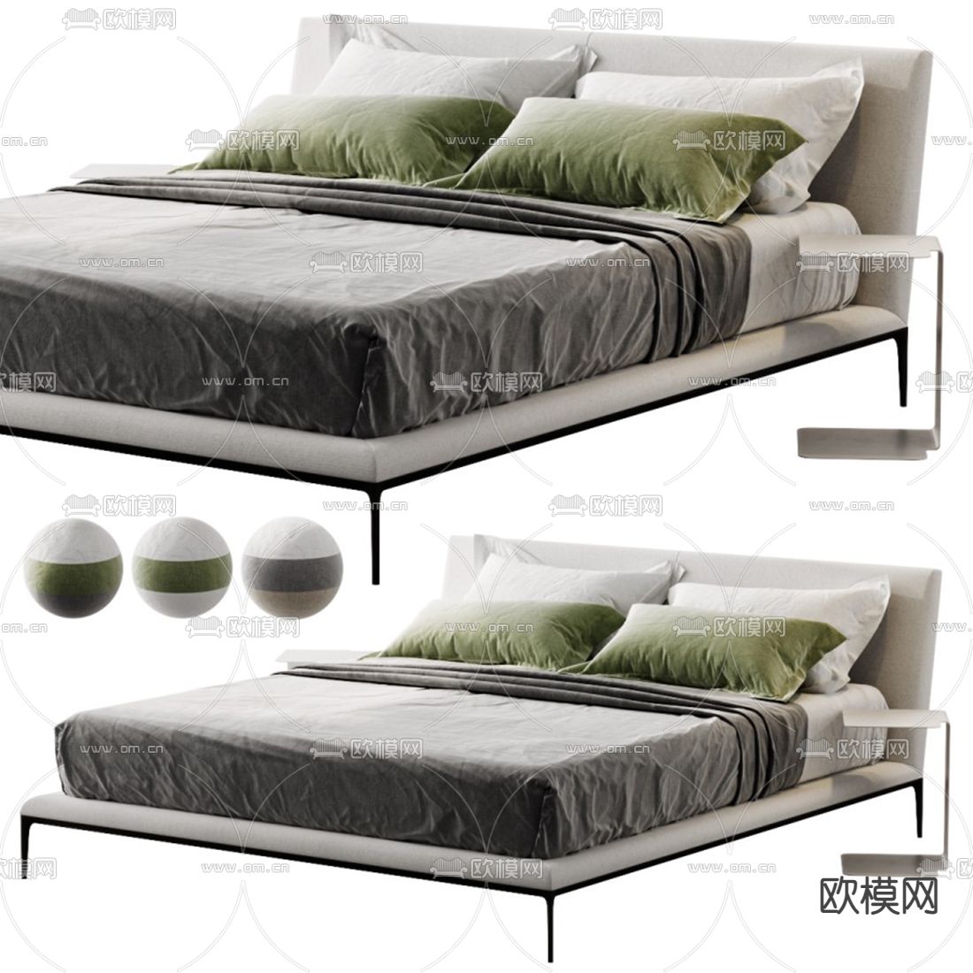 B&B Italia 现代双人床3d模型下载（渲染图1）