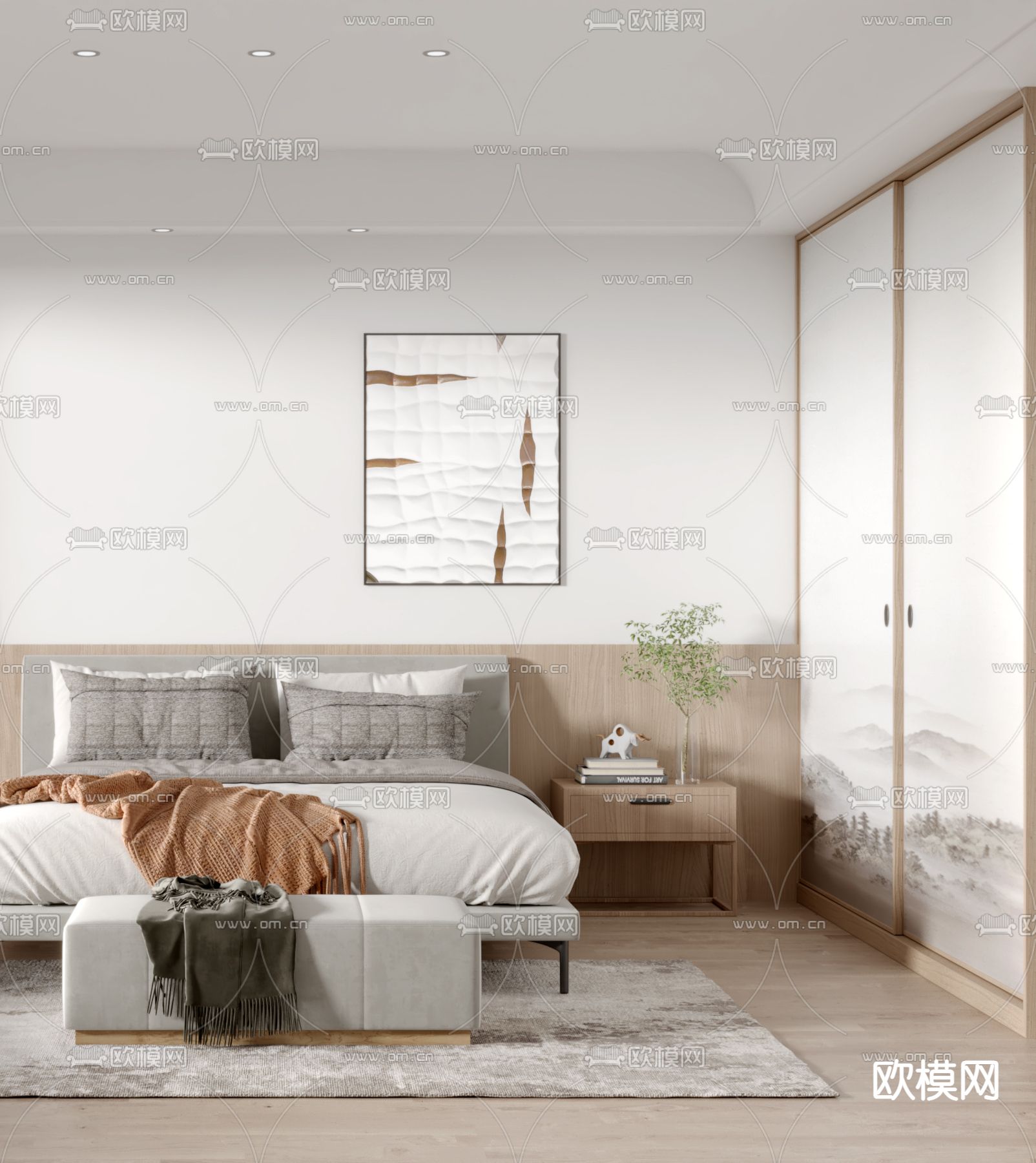 日式卧室 次卧3d模型下载（渲染图2）