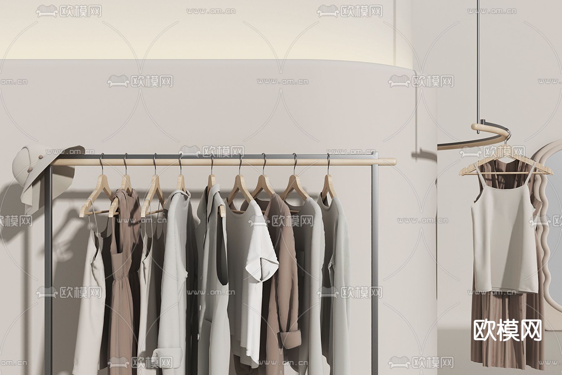 现代服装店 服装货架su模型下载（渲染图3）