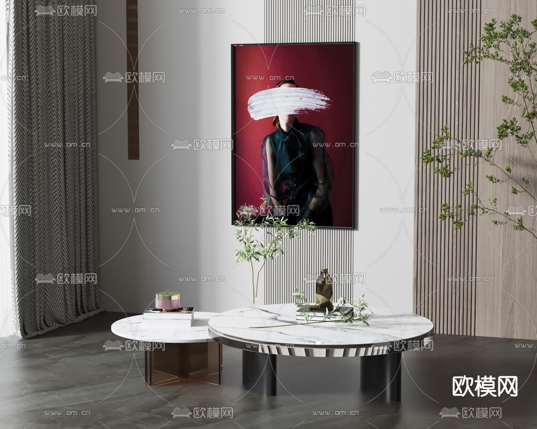 现代子母茶几3d模型下载