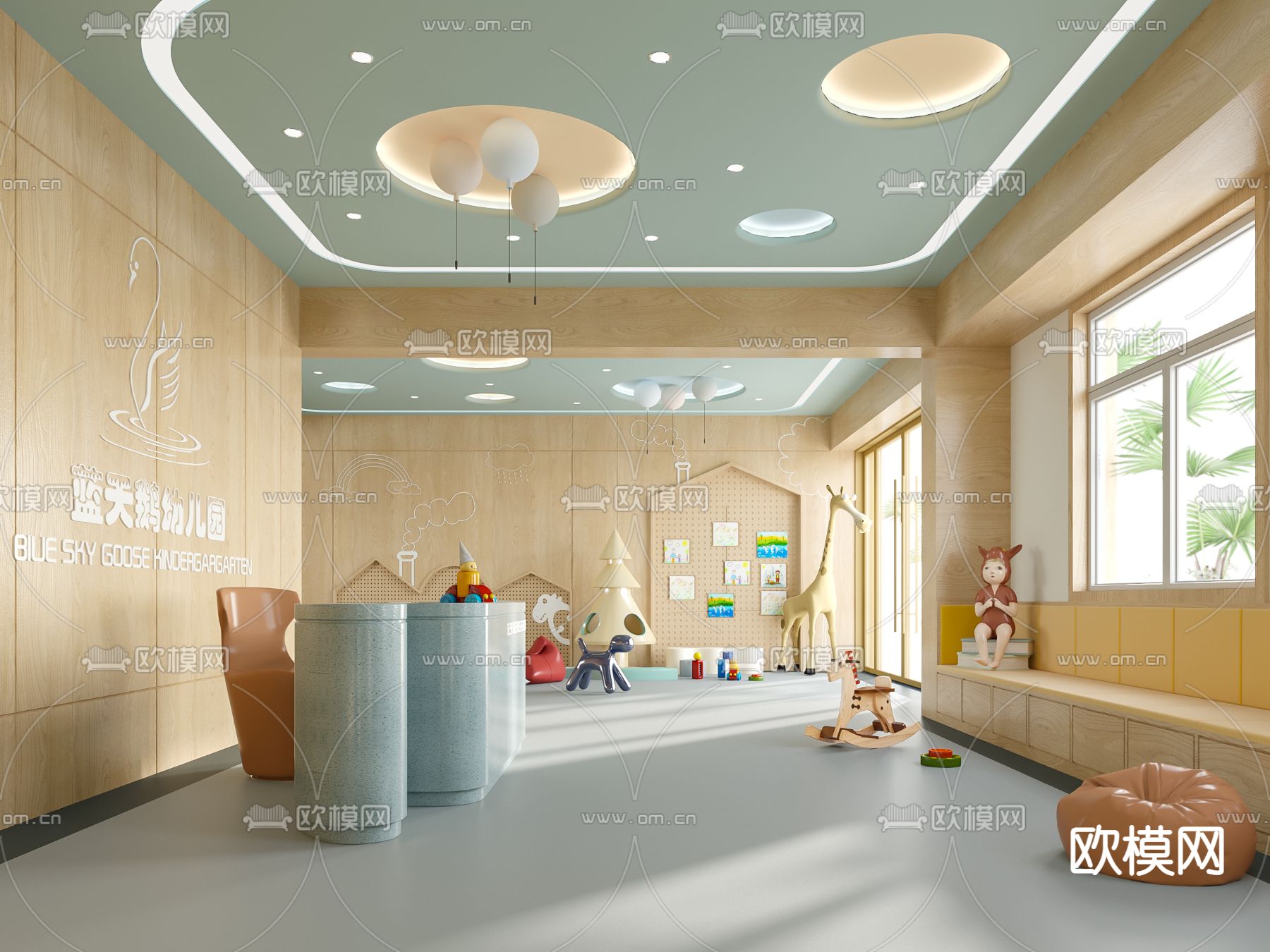 现代幼儿园 培训机构3D模型下载