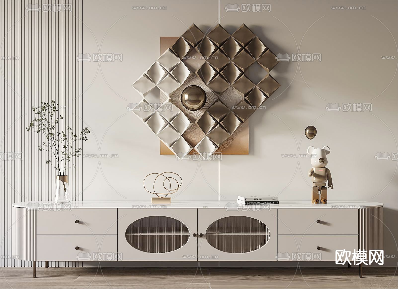 现代电视柜3d模型下载