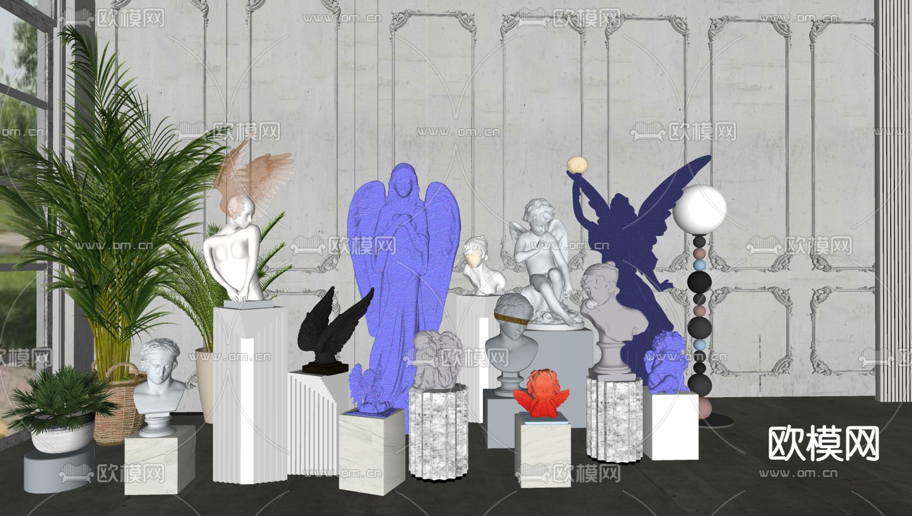 欧式石膏雕塑 天使雕塑su模型下载（渲染图2）