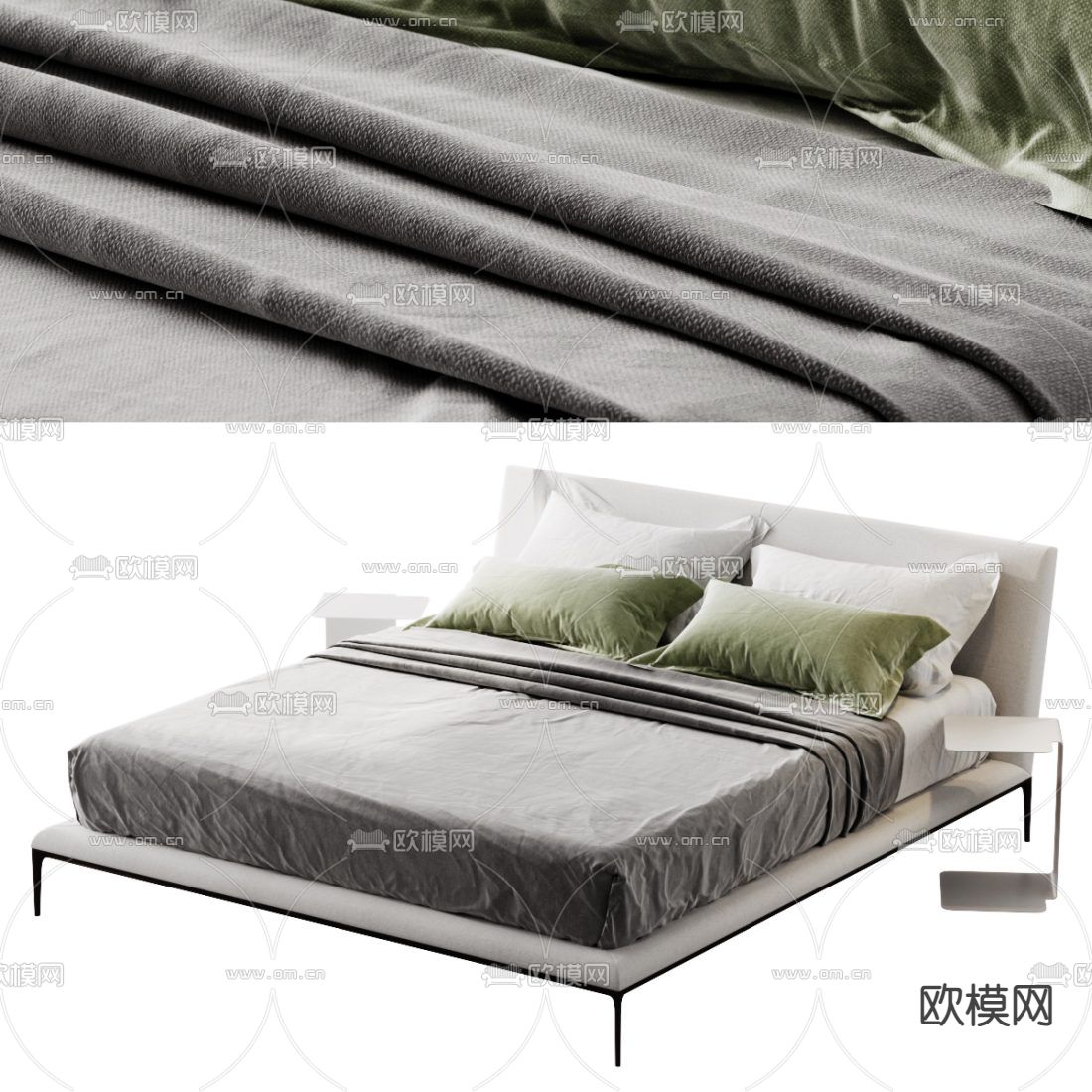 B&B Italia 现代双人床3d模型下载（渲染图3）