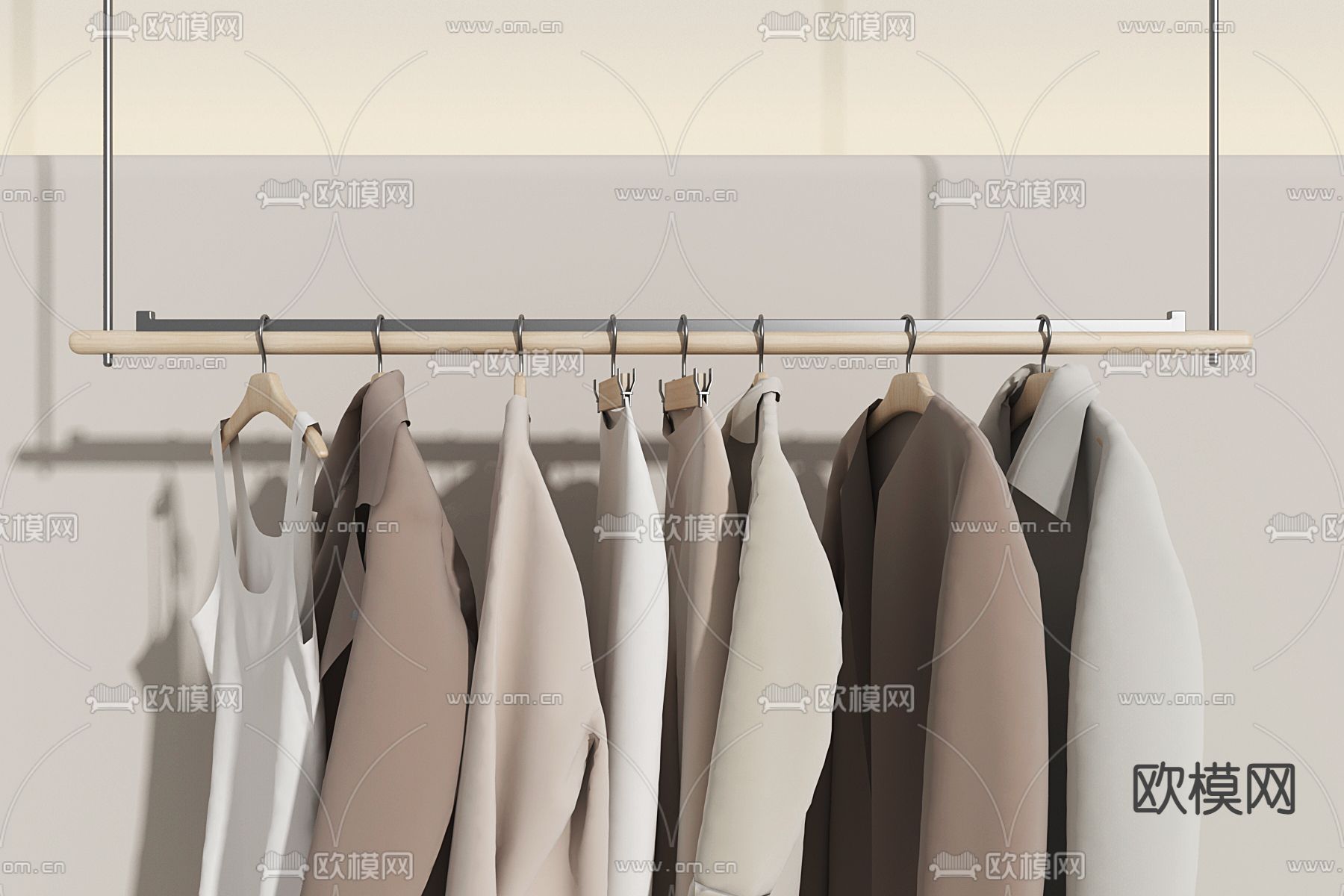 现代服装店 服装货架su模型下载（渲染图2）