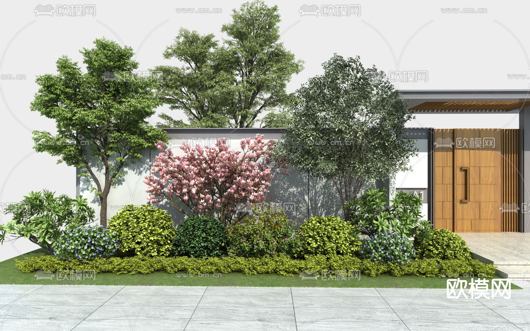 植物堆 景观树 灌木带su模型下载（渲染图1）