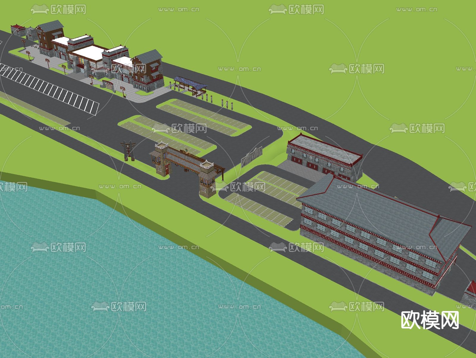 藏式交通建筑汽车站su模型下载（渲染图1）