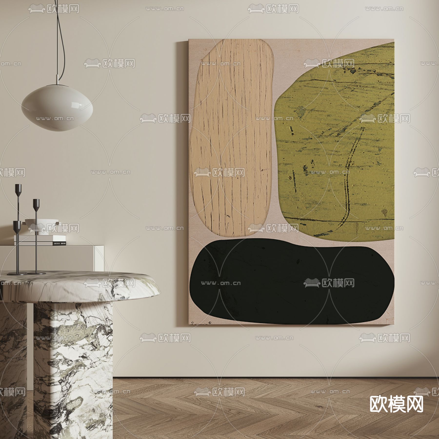 侘寂风抽象画 装饰画 挂画3d模型下载_ID12303785_3dmax免费模型-欧模网