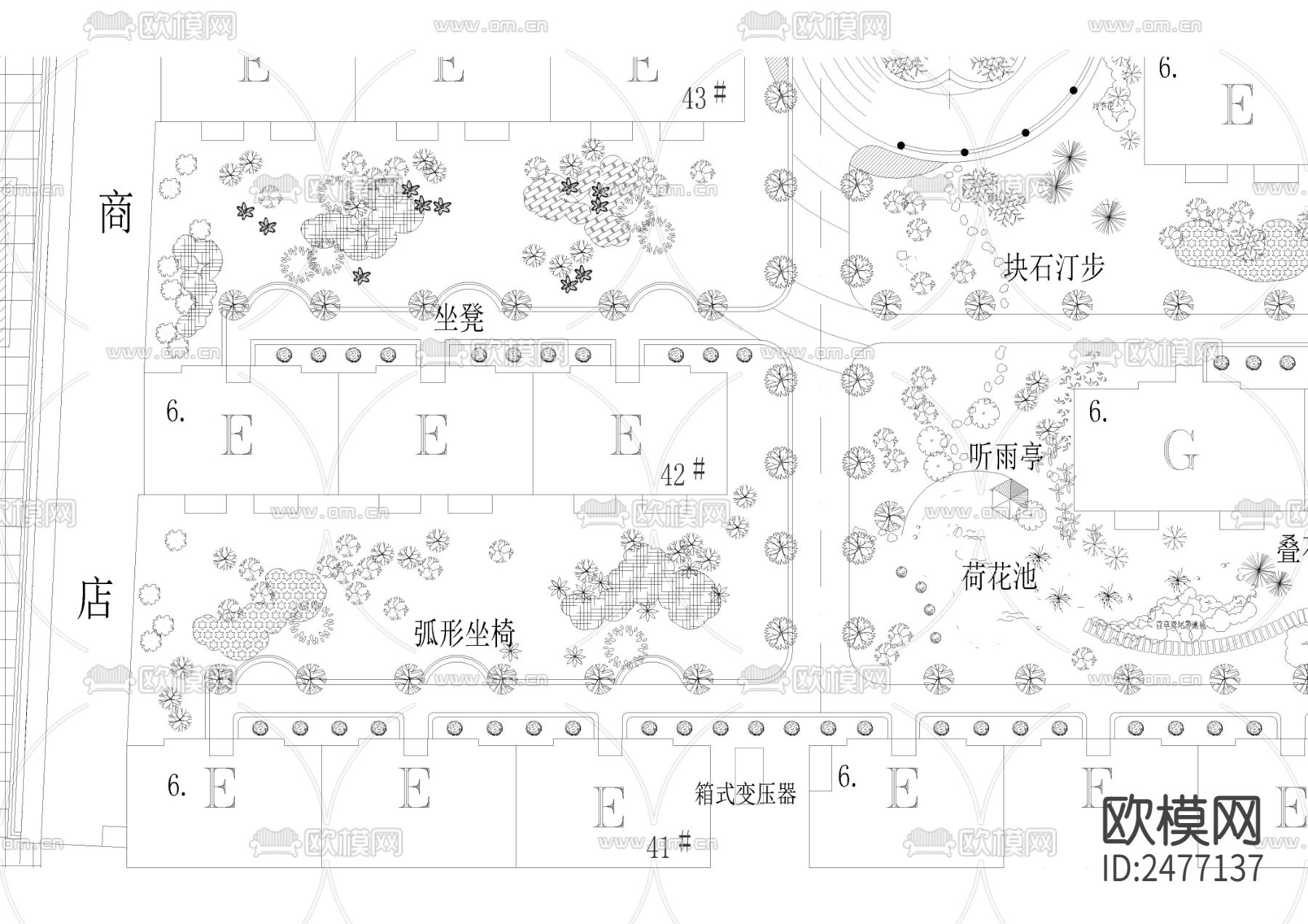 某小区梅苑景观植物CAD施工图下载（渲染图3）