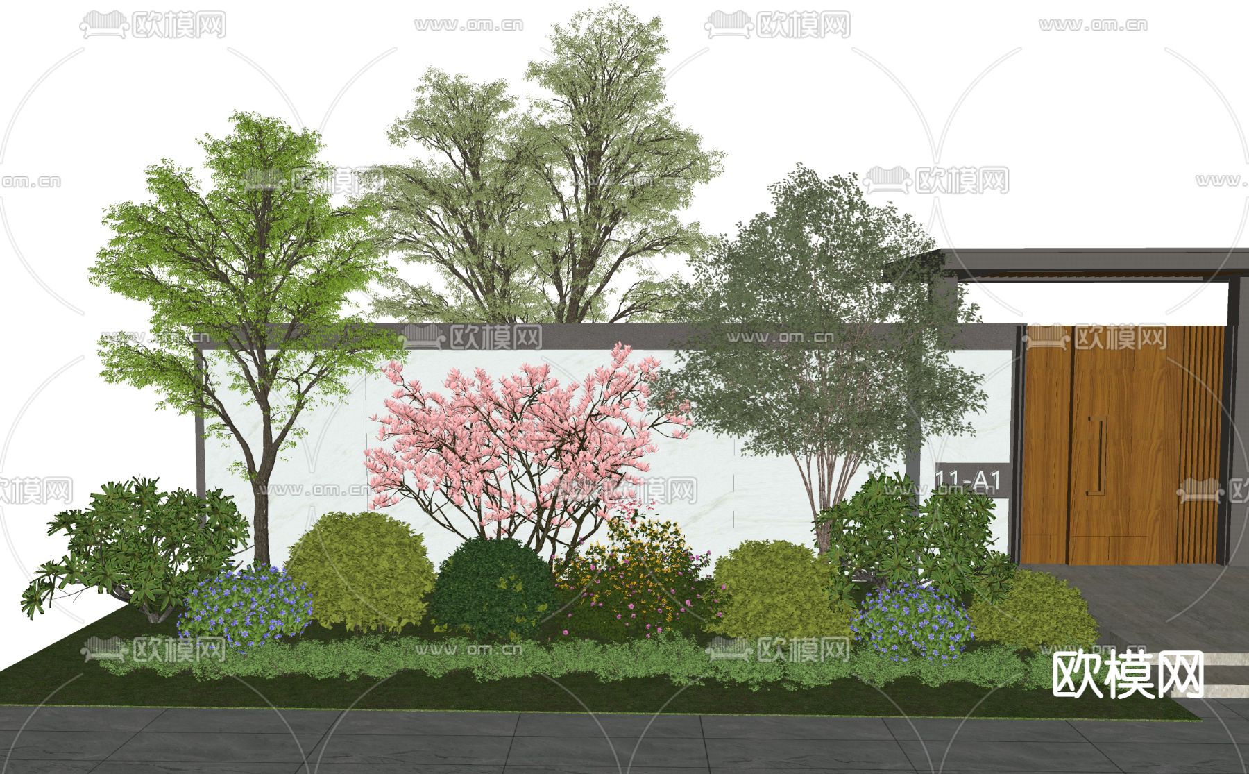 植物堆 景观树 灌木带su模型下载（渲染图2）