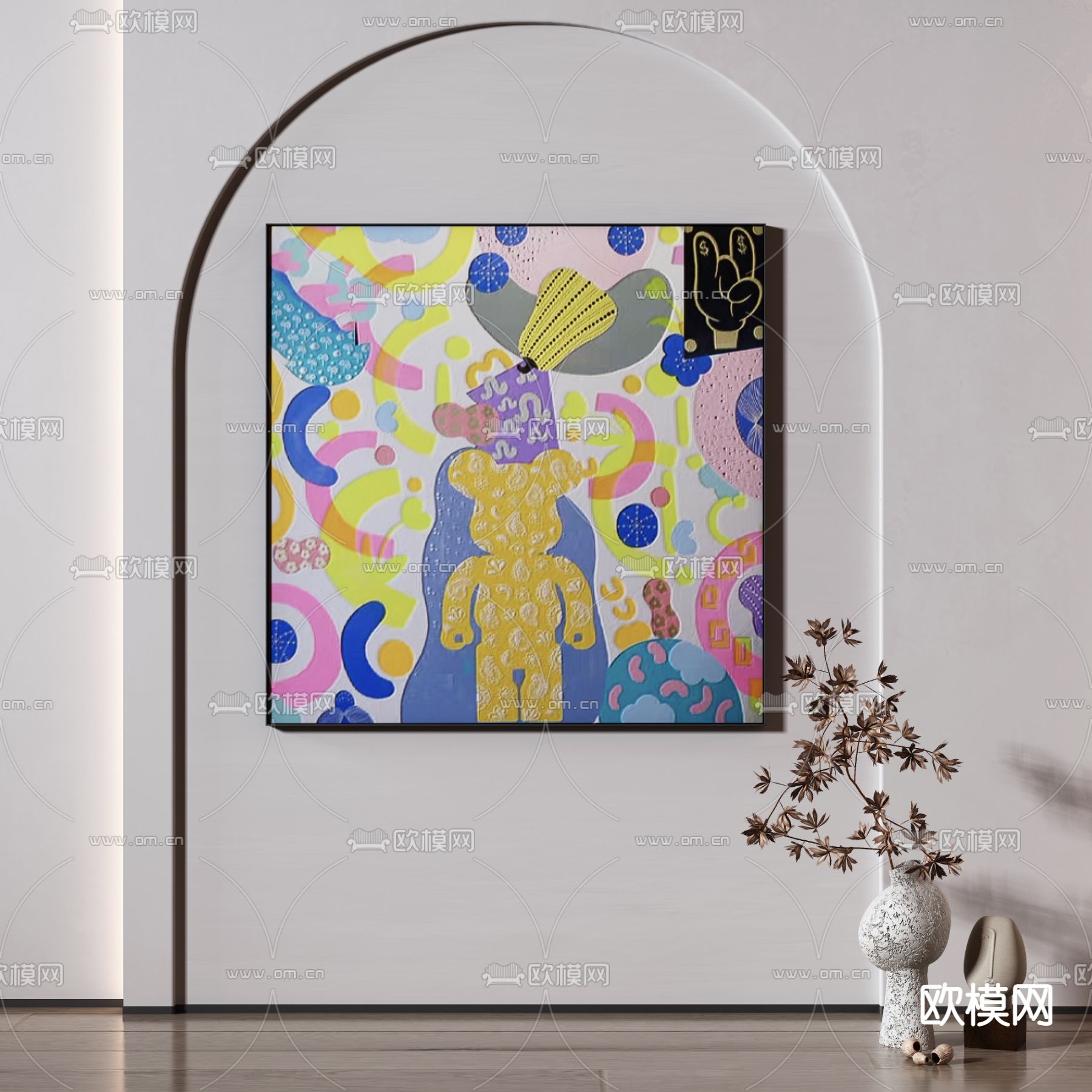 现代涂鸦装饰画3d模型下载_ID12304142_3dmax免费模型-欧模网