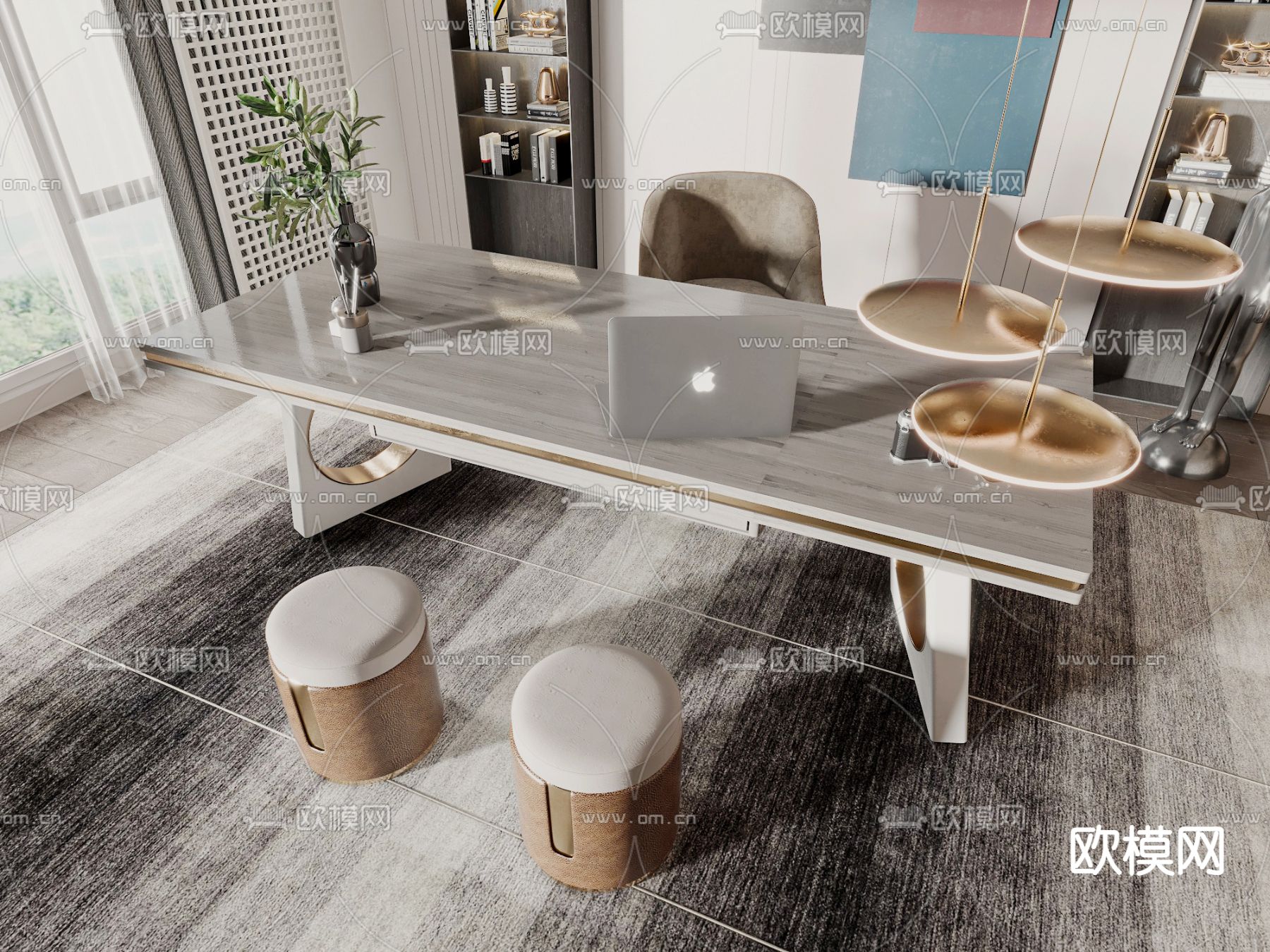 现代书桌椅3d模型下载