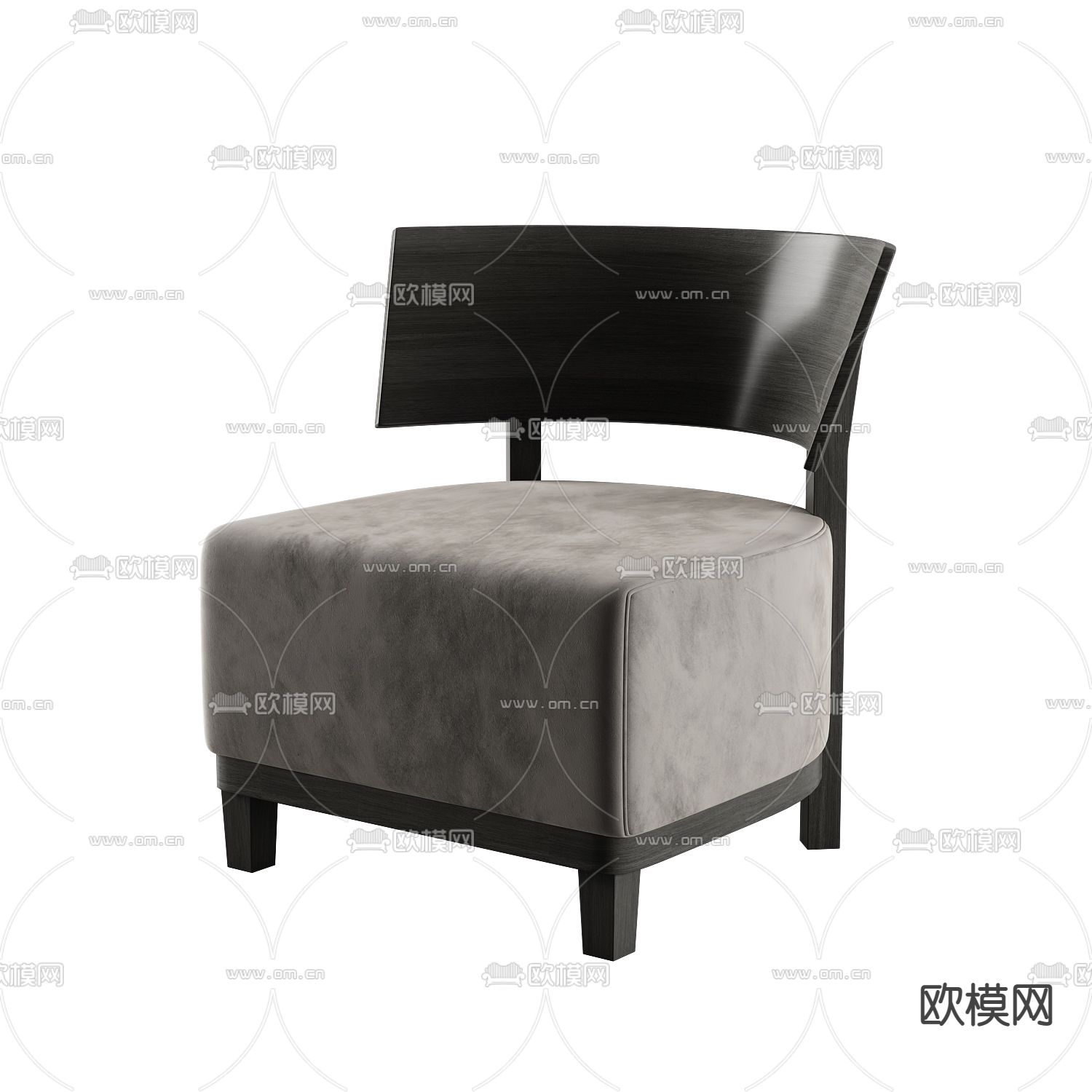 新中式简约实木布艺单人沙发免费3d模型下载