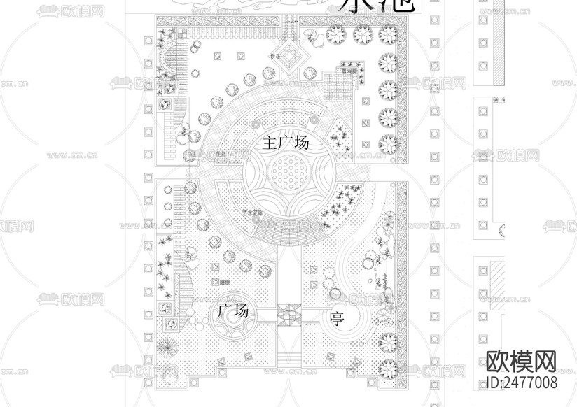 厂区园林规划CAD施工图下载(渲染图2)