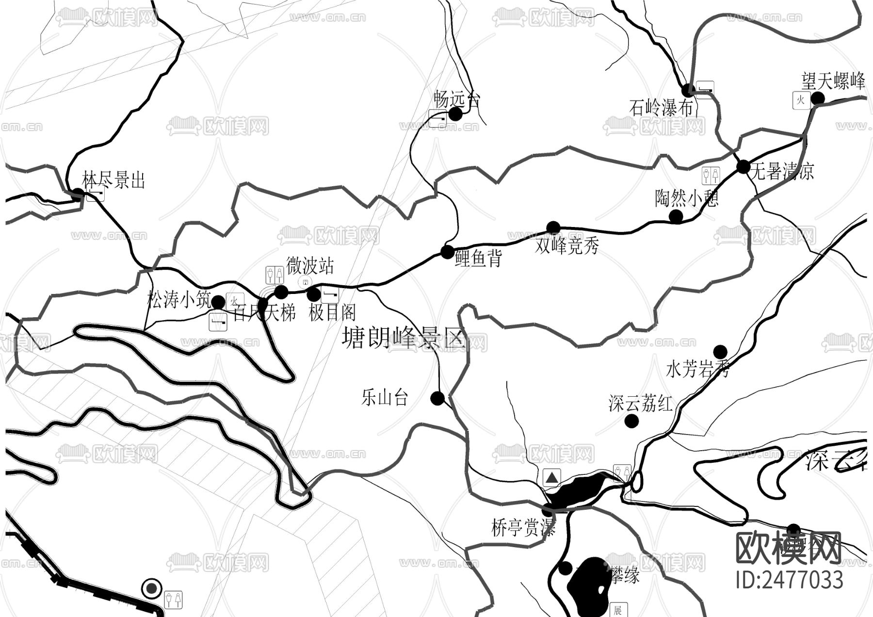 山郊野公园CAD施工图下载（渲染图2）