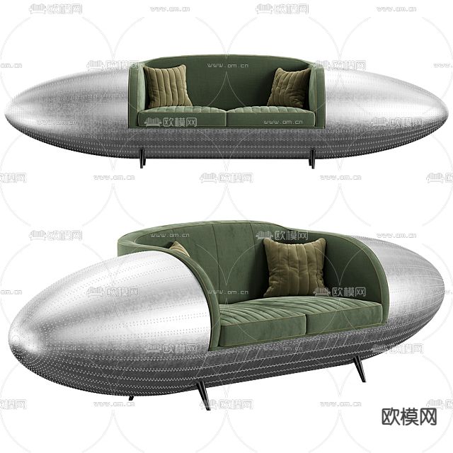 工业风轻奢创意双人沙发免费3d模型下载