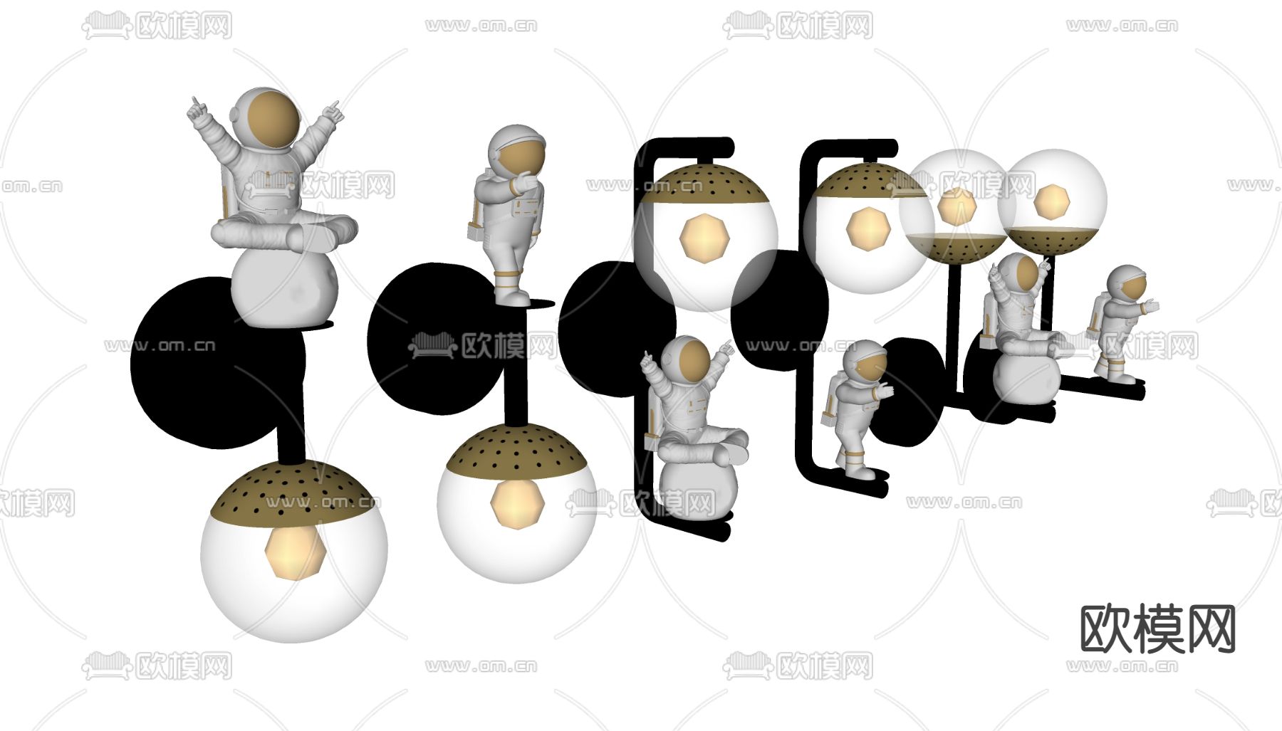 现代球形壁灯su模型下载（渲染图2）