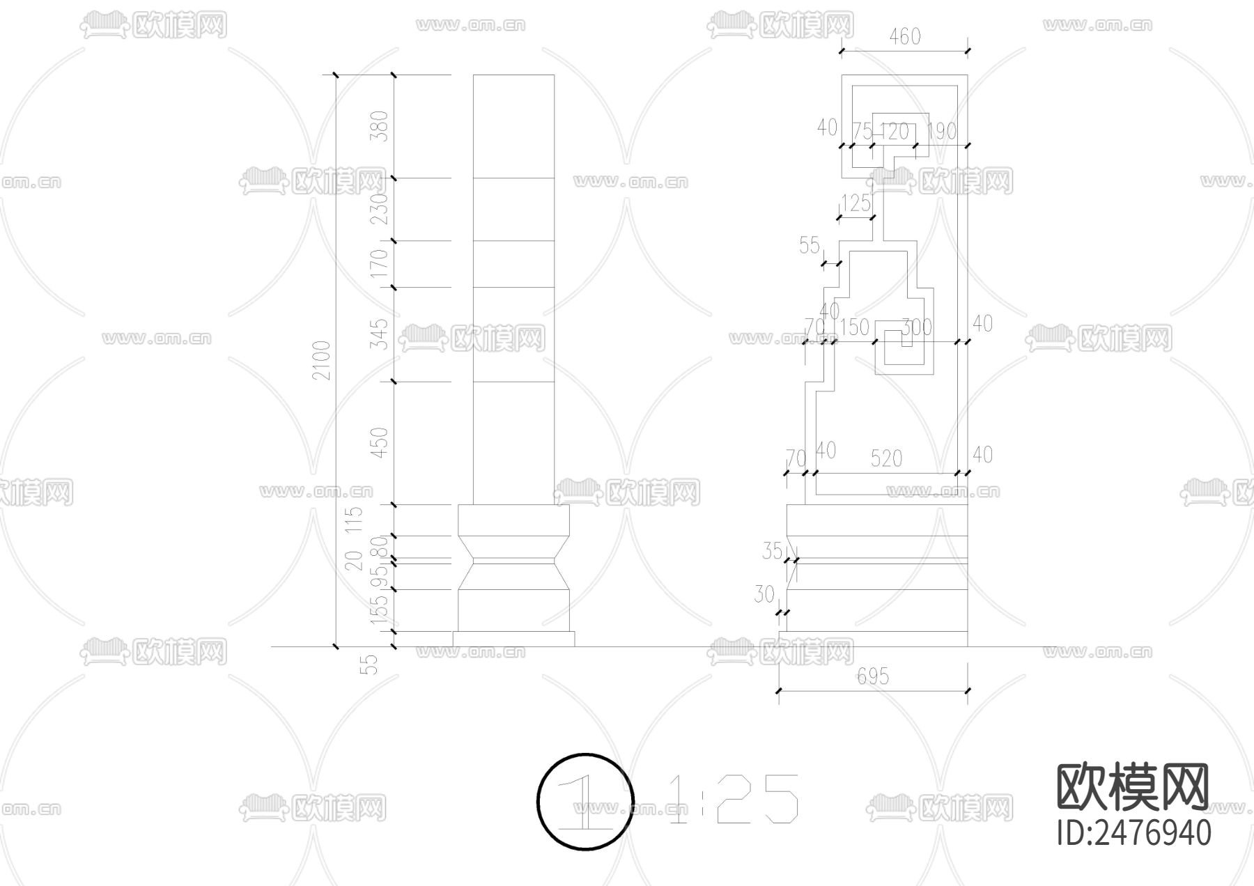 公园入口牌坊节点大样下载（渲染图3）