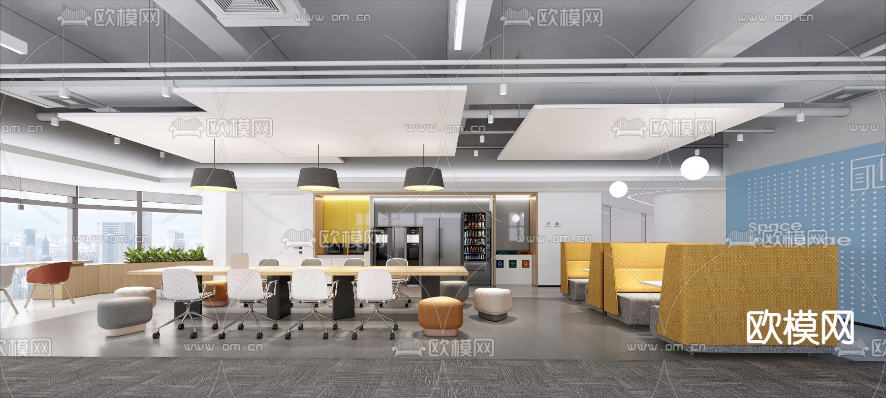 办公区休息区 茶水区su模型下载（渲染图1）