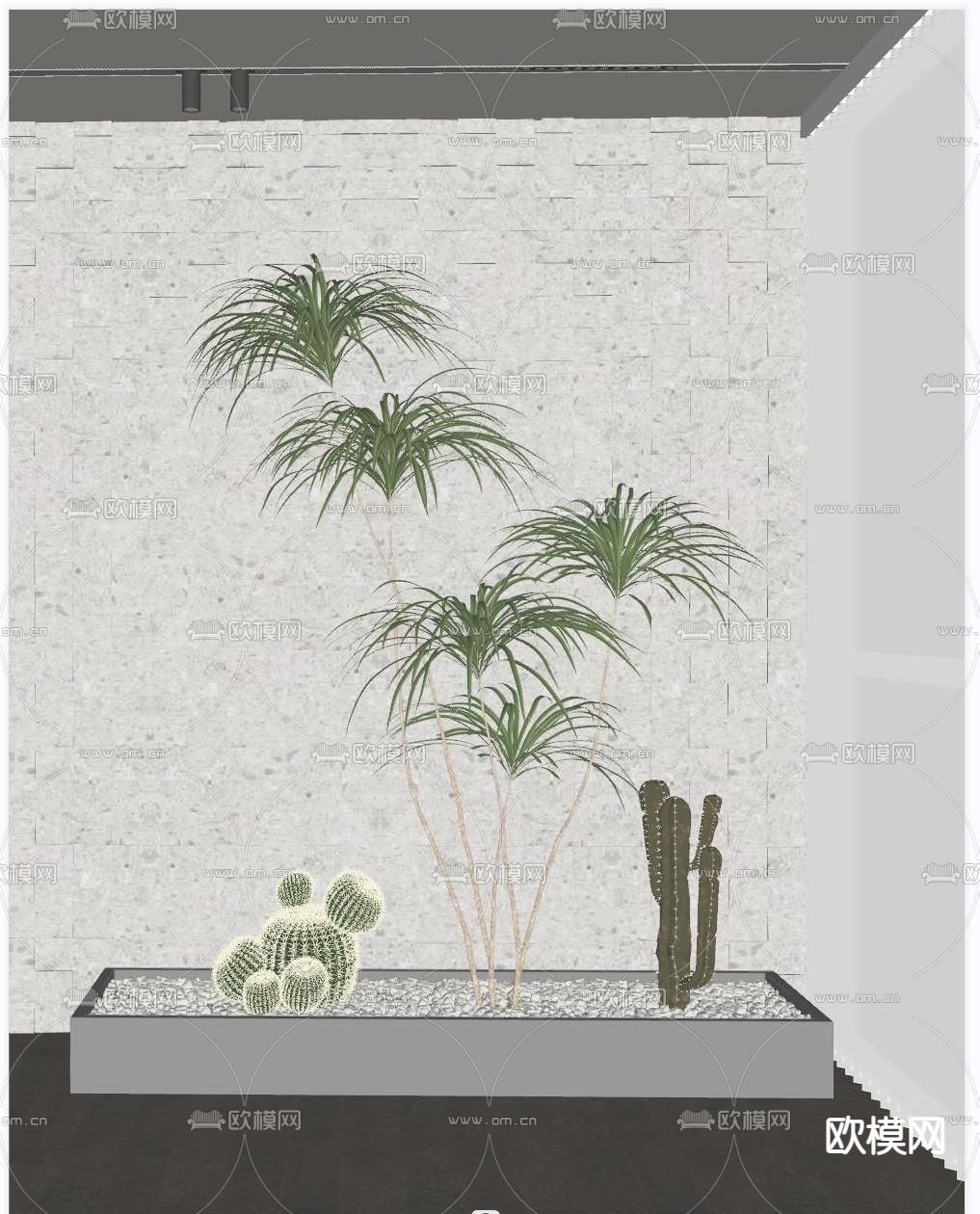 仙人掌绿植堆 植物堆su模型