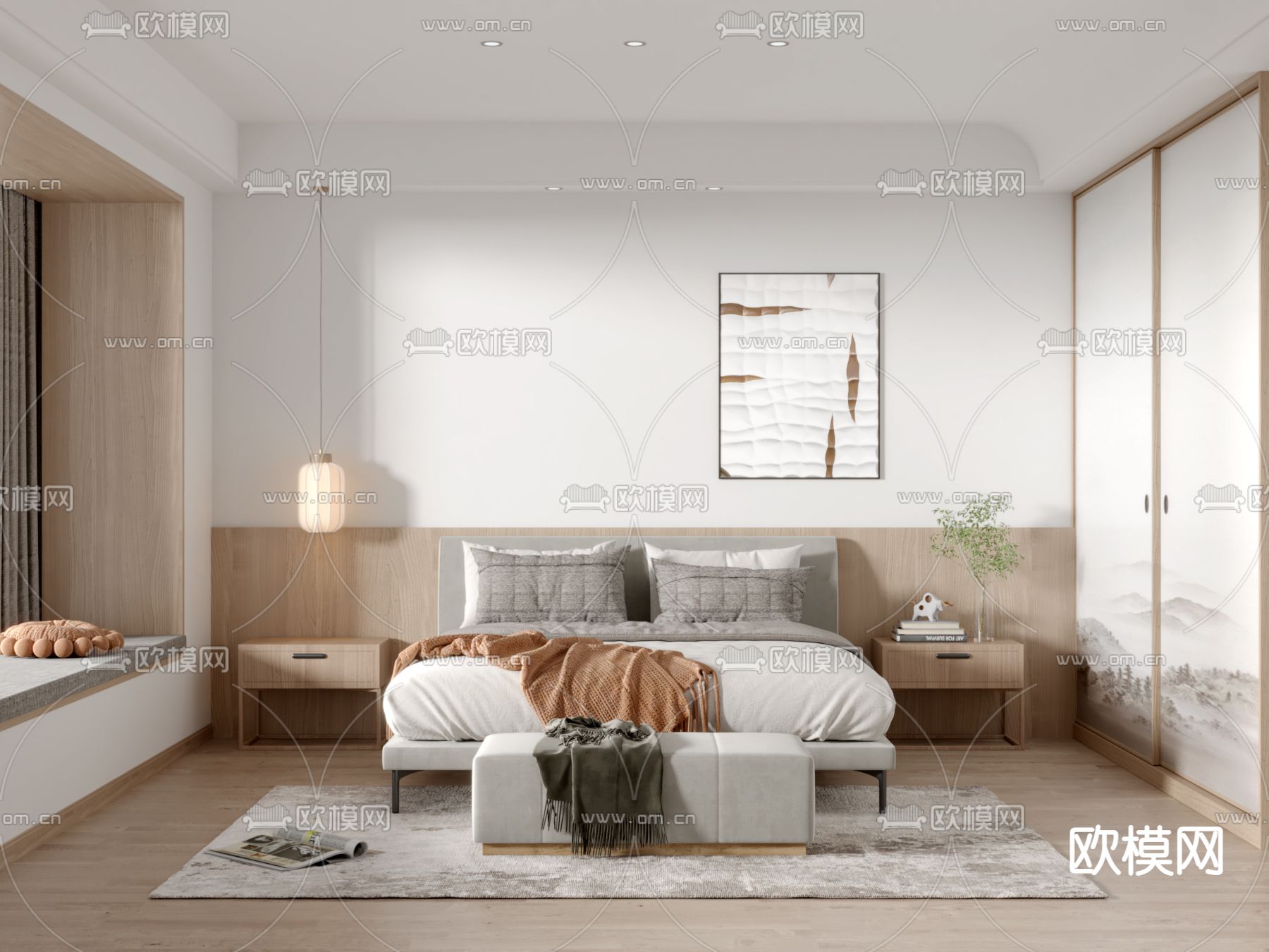 日式卧室 次卧3d模型下载（渲染图1）